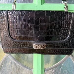 Brighton Black Crocodile-Embossed Clutch
